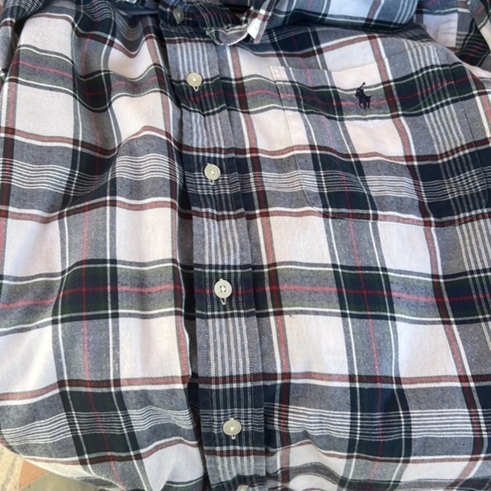 Ralph Lauren Golf Plaid Button Up Shirt Mens Large Cotton Gray EUC - Picture 4 of 5